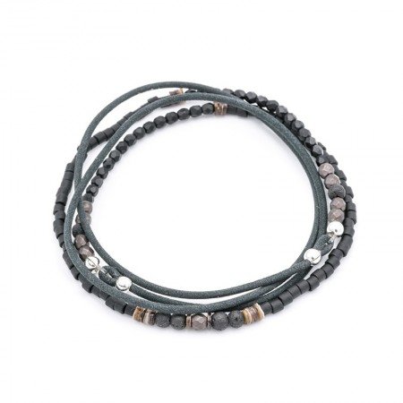 Bracelet cuir noir Indian Tribes