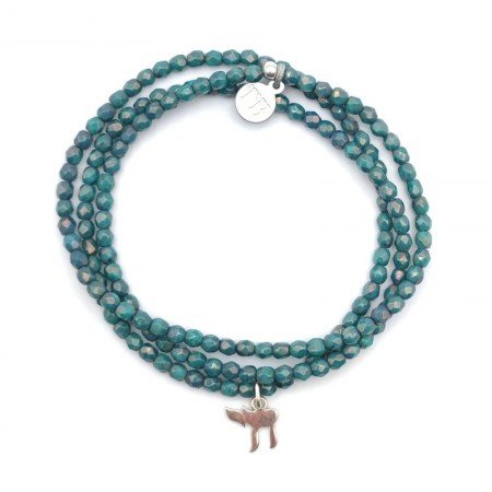 Collier bracelet turquoise Haï avec un pendentif argenté
