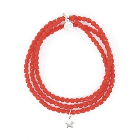 Star rouge bracelet 3 tours Colliers - Bracelets 2 en 1