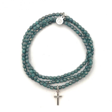 Cross turquoise dust bracelet 3 tours Les Intemporels