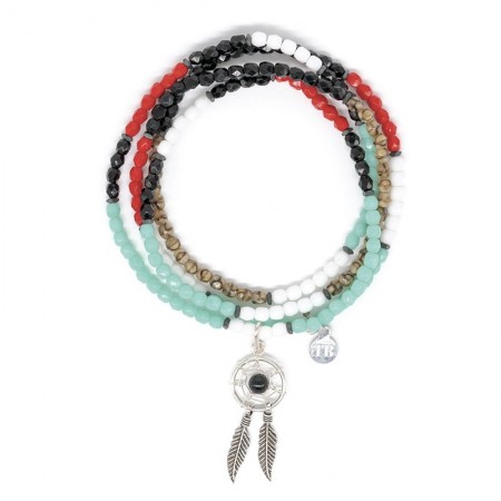Dreamcatcher Navajo bracelet 4 tours Colliers - Bracelets 2 en 1