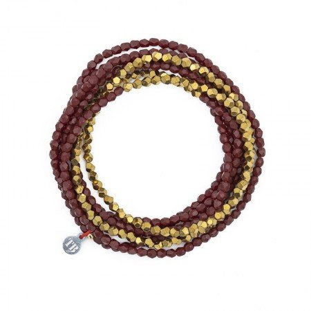 GOLD Bordeaux Mat 7 Colliers - Bracelets 2 en 1