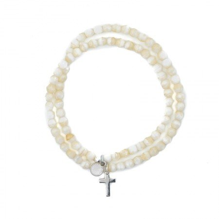 Cross White Beige bracelet 2 tours Colliers - Bracelets 2 en 1
