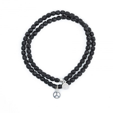 Peace Silver Noir Mat bracelet 2 tours Colliers - Bracelets 2 en 1