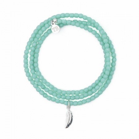 New Plume Turquoise Bracelet 3 tours Colliers - Bracelets 2 en 1