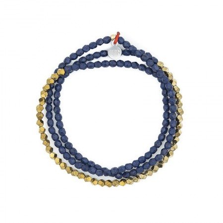 Gold Navy Mat Bracelet 3 tours Colliers