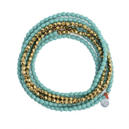 GOLD Turquoise Persian Mat 7 Colliers - Bracelets 2 en 1
