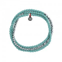 Collier bracelet turquoise et argenté multirang Persian mat 3
