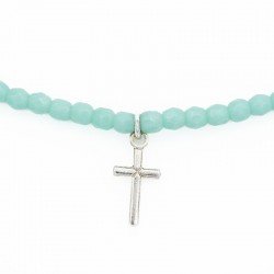 Collier bracelet turquoise multirang New cross pendentif croix argenté