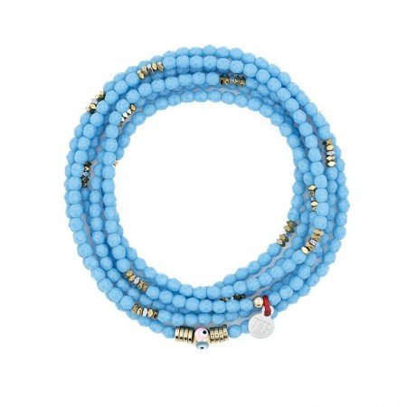 NAZAR Light Blue Mat 6 Colliers - Bracelets 2 en 1