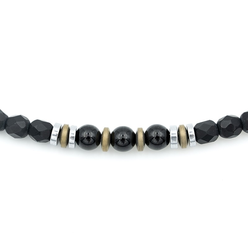 Black Leather Bracelet with Cuban Steel Chain for Men – AKROCHIC