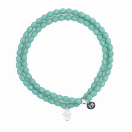 Collier bracelet turquoise multirang Khamsa avec pendentif argenté