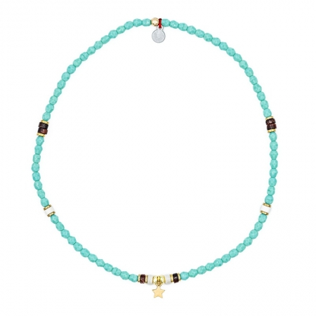 Collier ras du cou Star Gold Turquoise - Howlite