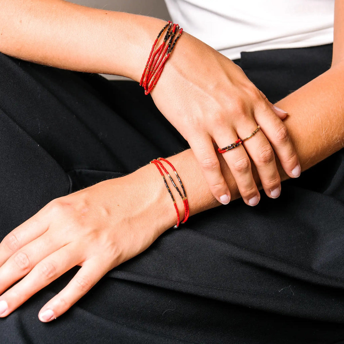 collier / bracelet ABBY 3 - Rouge - Têtes Blondes