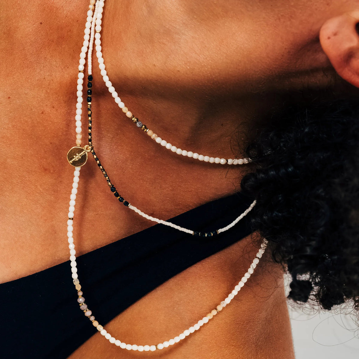 collier / bracelet ALIGNEMENT 3 - Vanille - Têtes Blondes