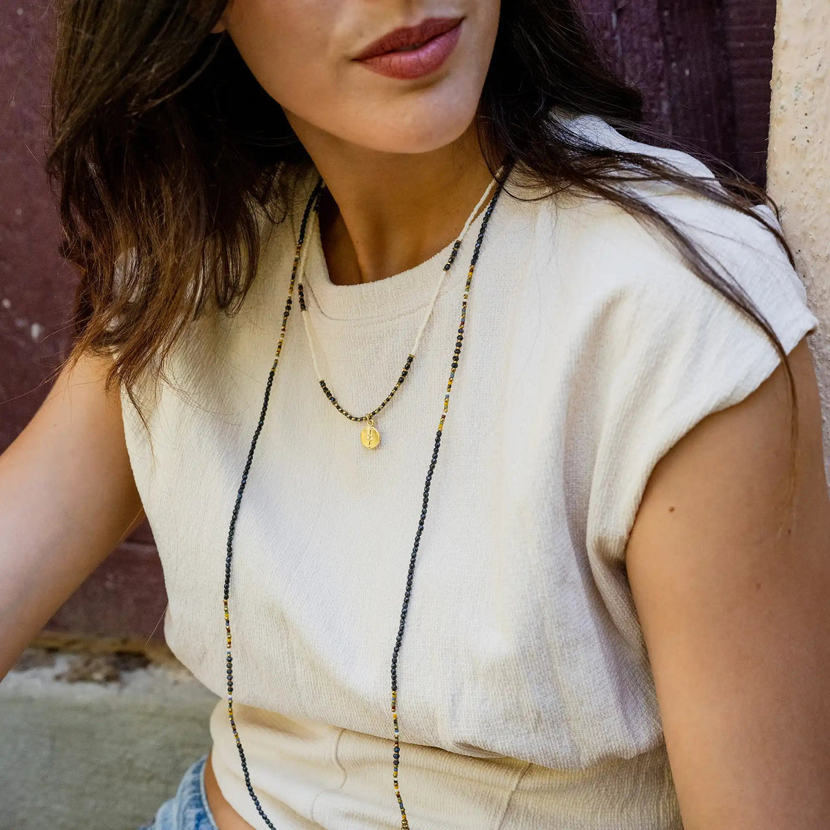 collier / bracelet ALIGNEMENT 3 - Vanille - Têtes Blondes
