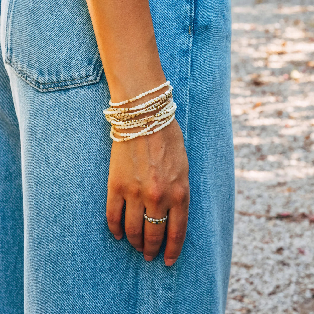 collier / bracelet ALIGNEMENT 6 - Vanille - Têtes Blondes