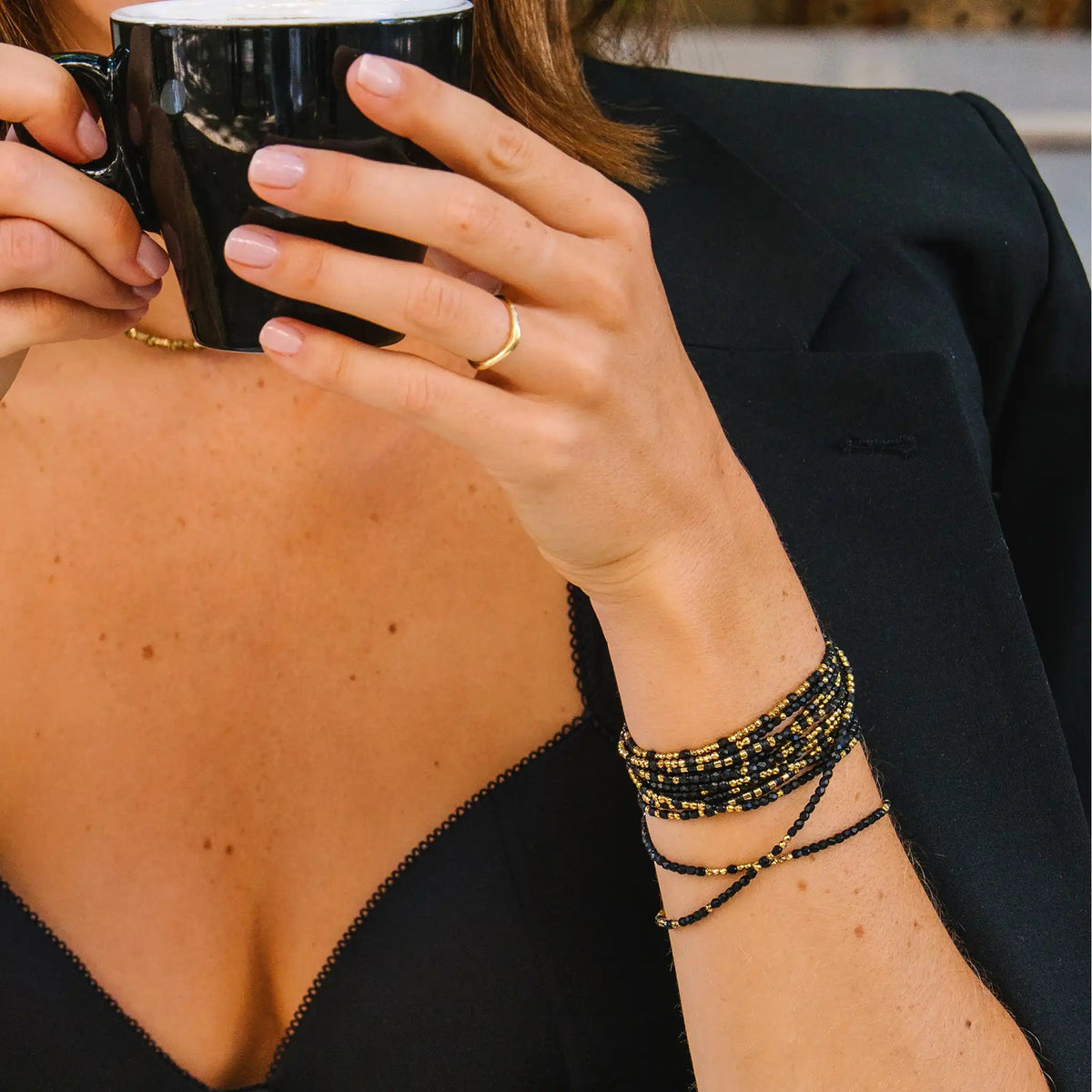 collier / bracelet ALINE 6 - Noir - Têtes Blondes