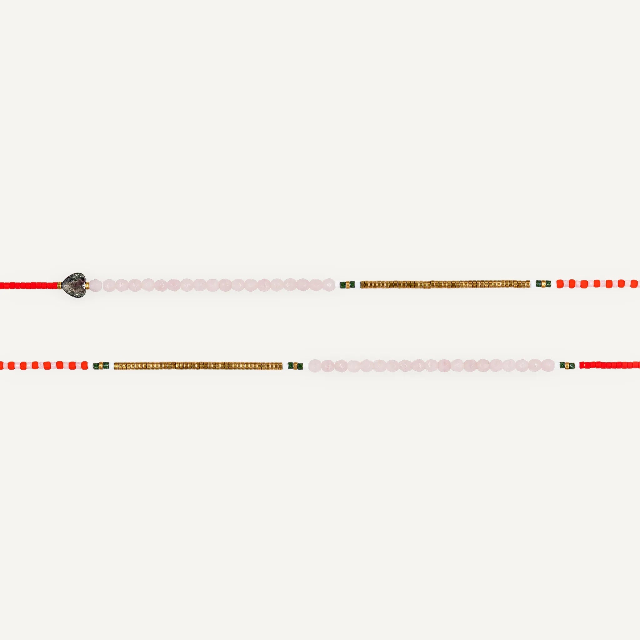 collier / bracelet AMOUR 6 - Rose & Rouge - Têtes Blondes