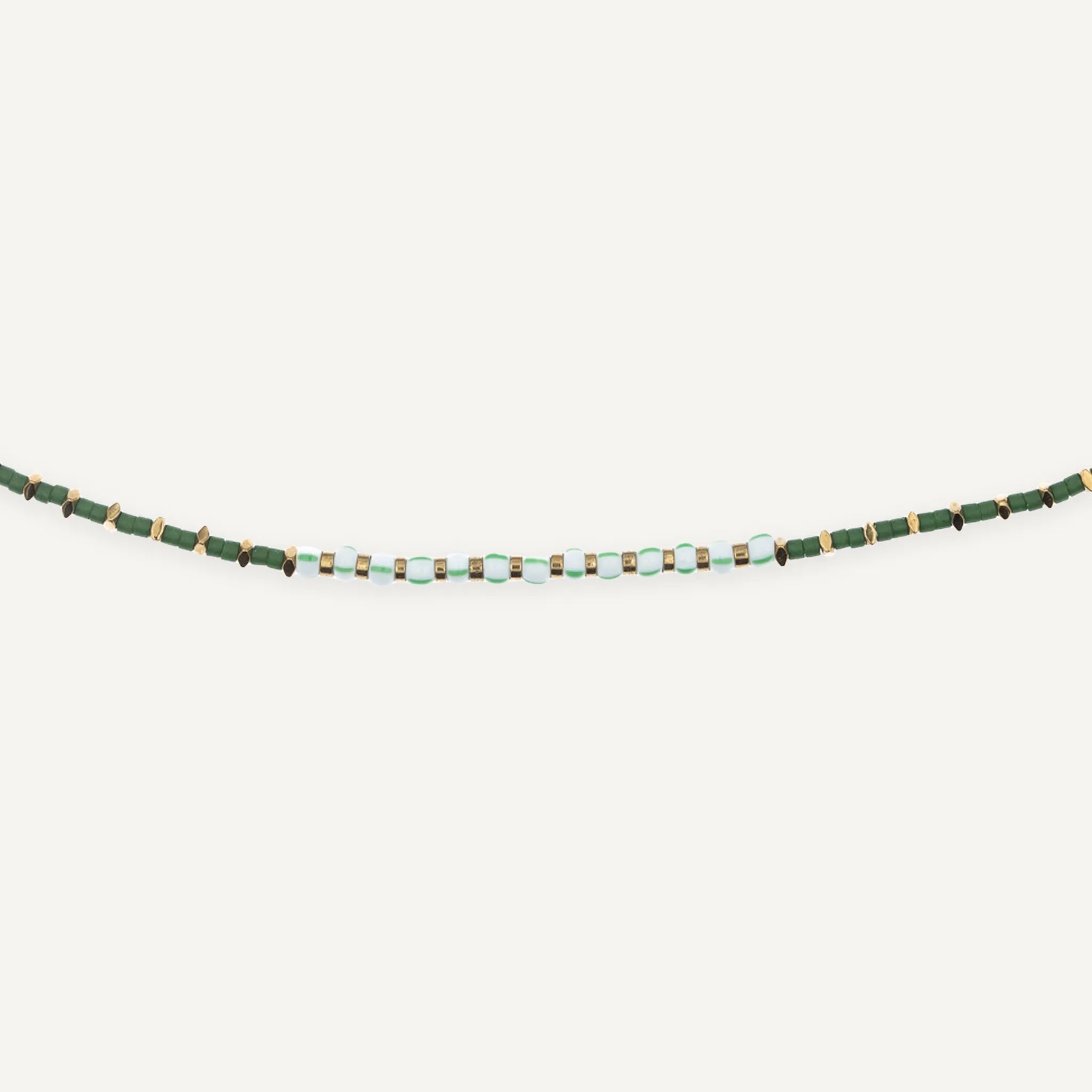 collier / bracelet ANDY Vert Mat 6 - Têtes Blondes