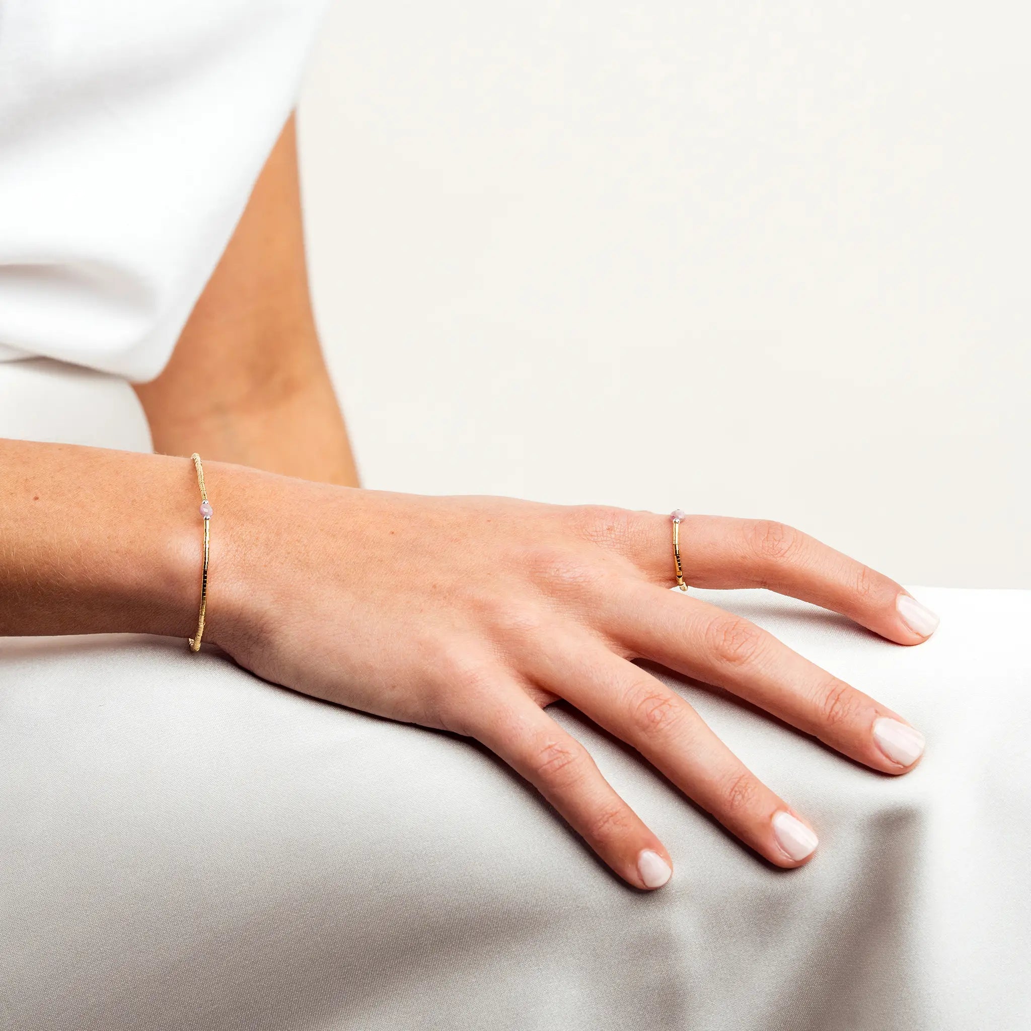 collier / bracelet AVA 1 - Tourmaline Rose - Têtes Blondes