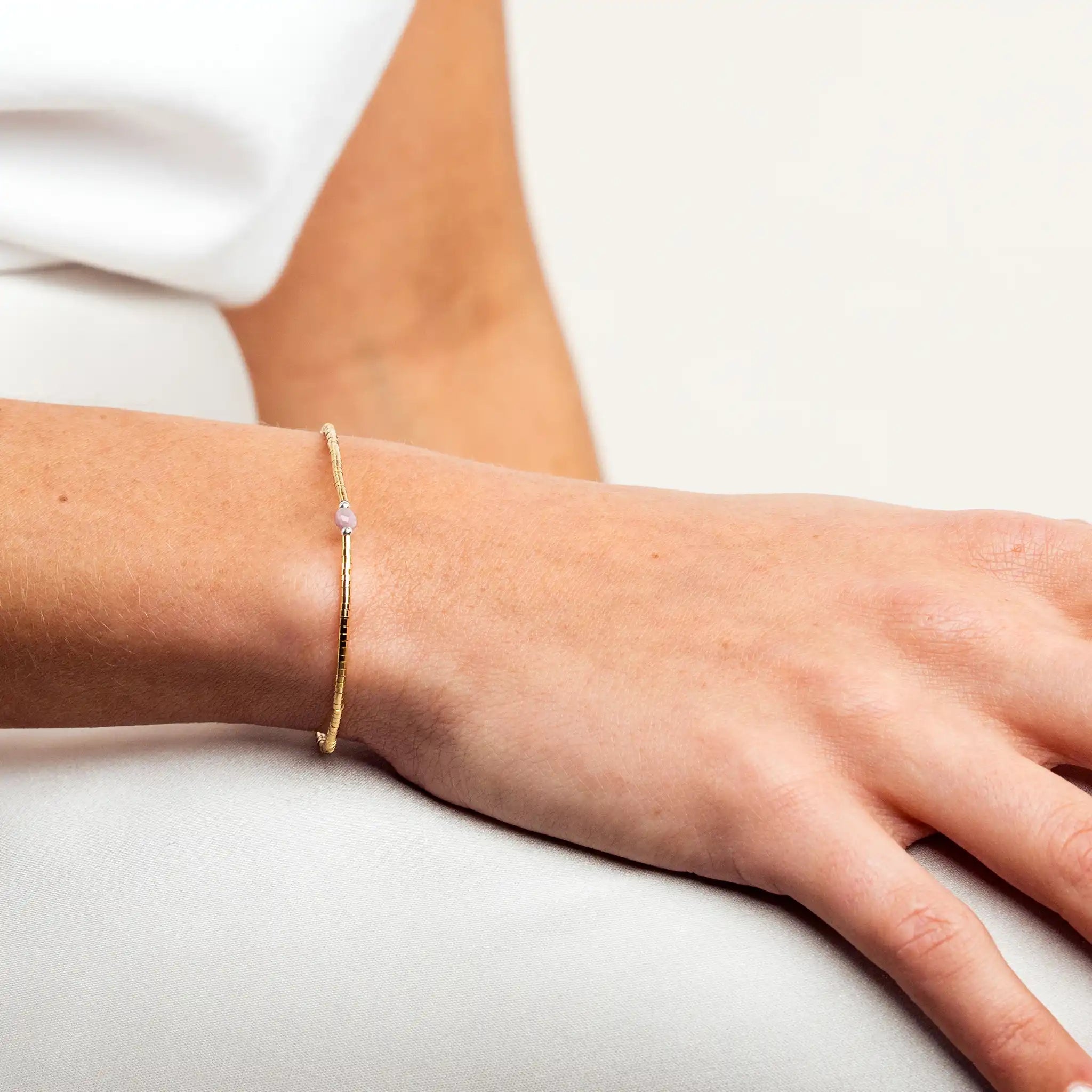 collier / bracelet AVA 1 - Tourmaline Rose - Têtes Blondes
