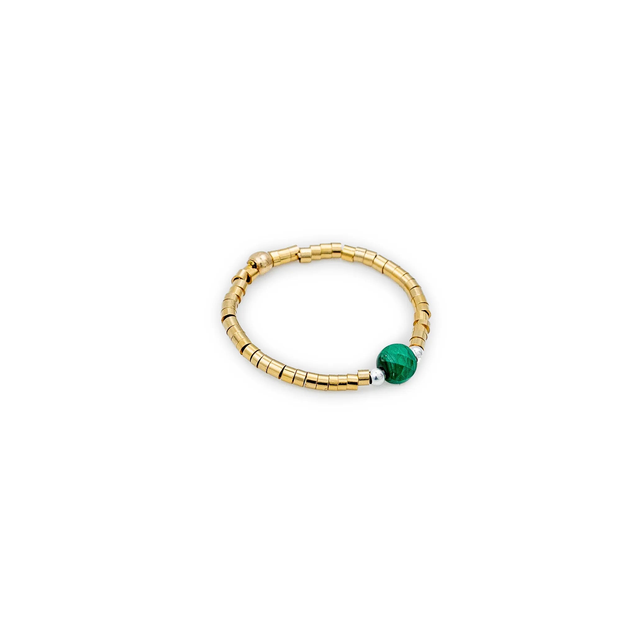 collier / bracelet BAGUE AVA - Malachite - Têtes Blondes