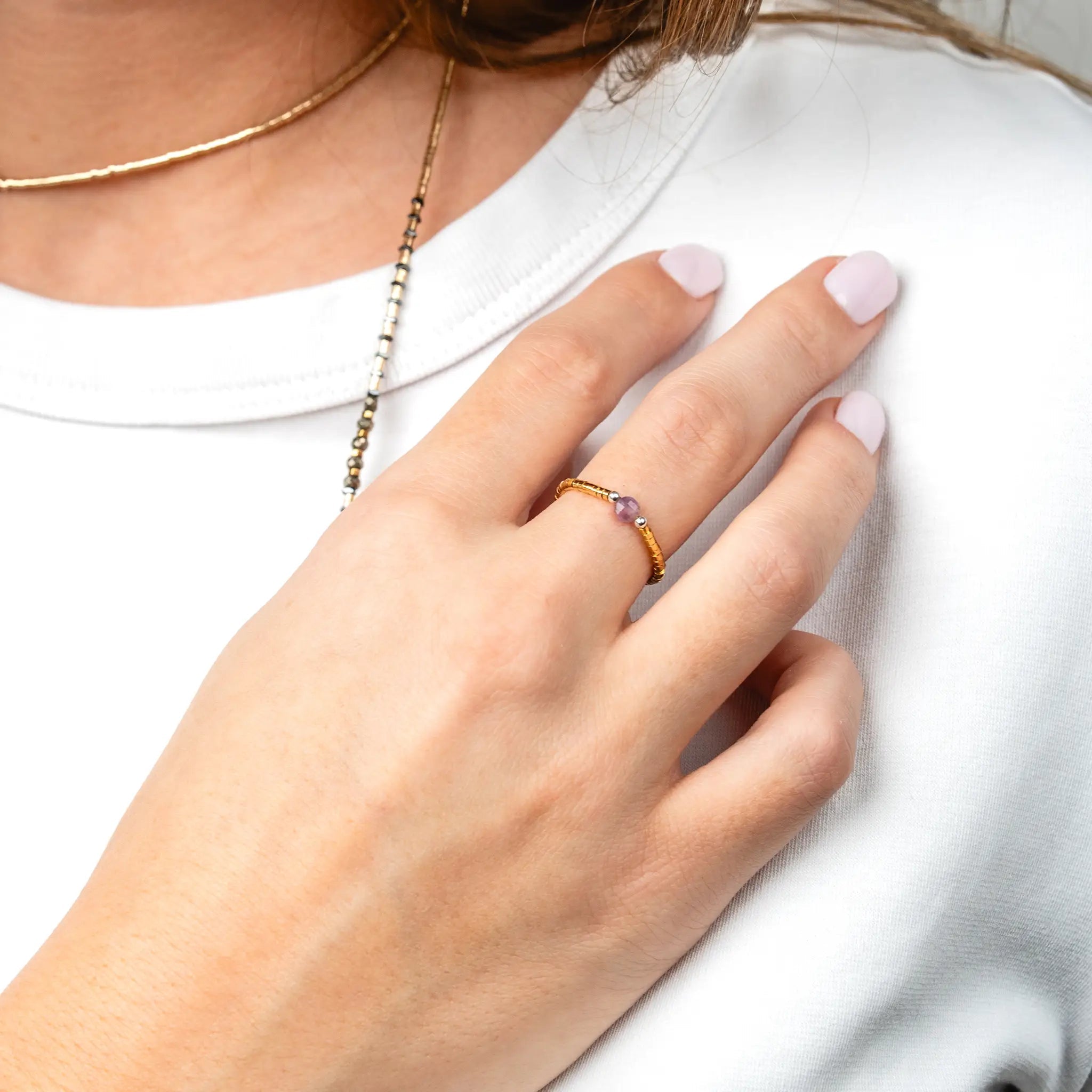 collier / bracelet BAGUE - Ava Tourmaline - Têtes Blondes