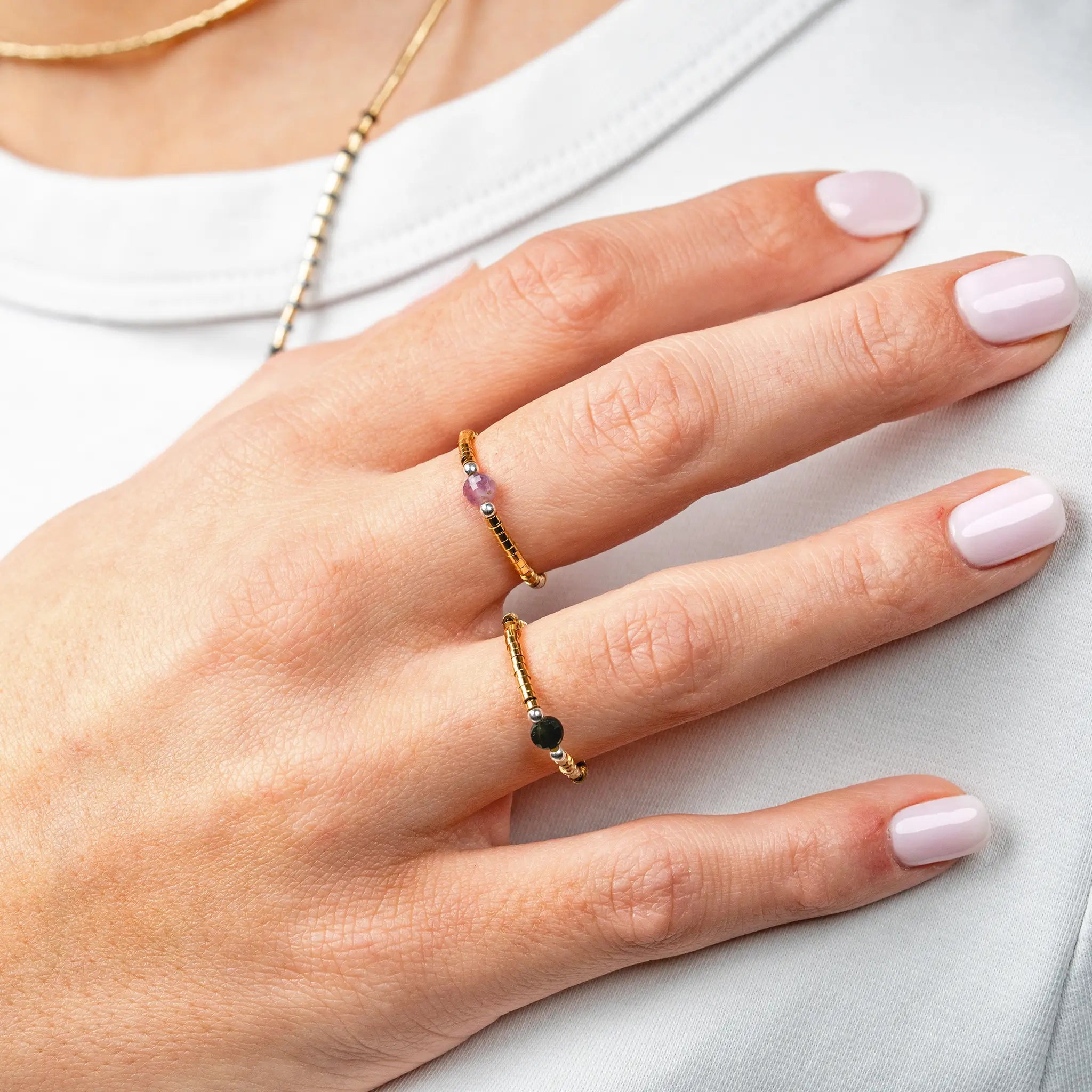 collier / bracelet BAGUE - Ava Tourmaline - Têtes Blondes