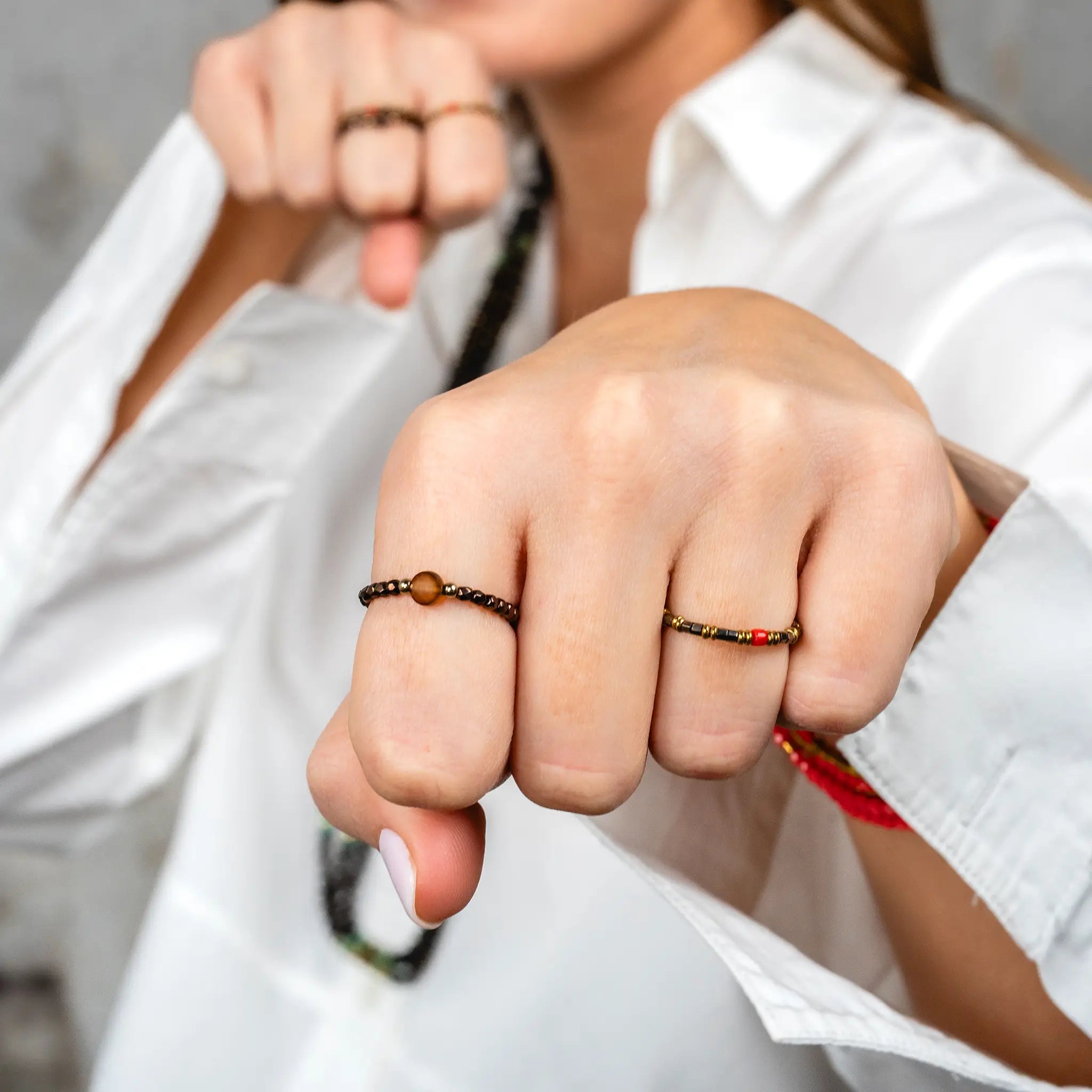 collier / bracelet Bague Gisèle - Bambou - Têtes Blondes