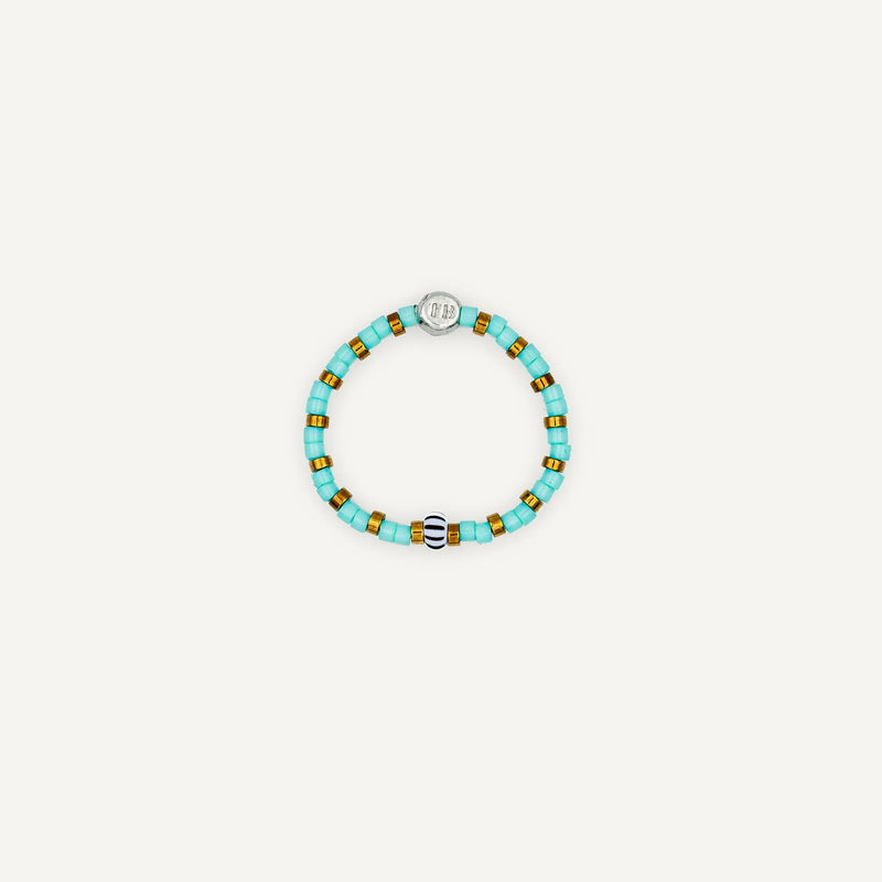 Bague Heishi - Bleu Cyan