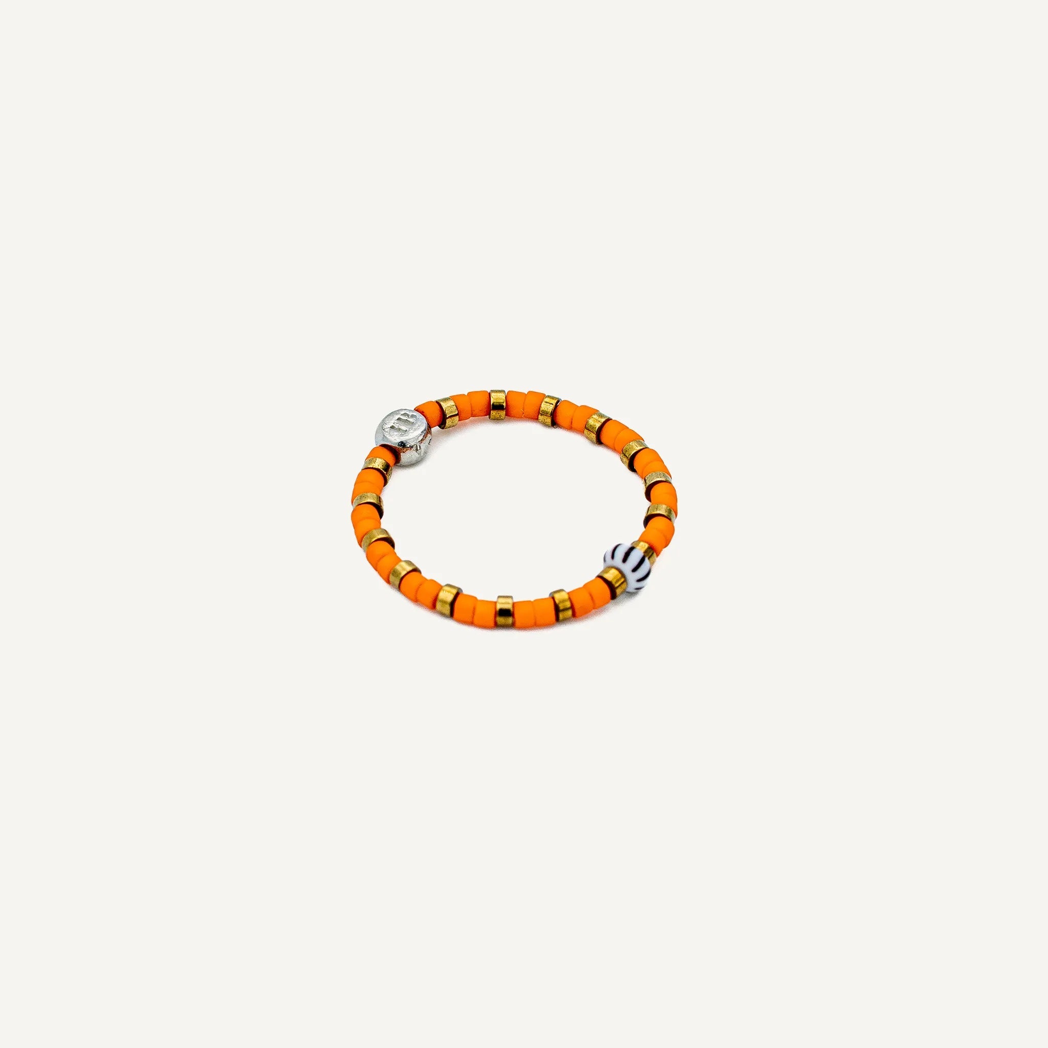 collier / bracelet Bague Heishi - Orange - Têtes Blondes