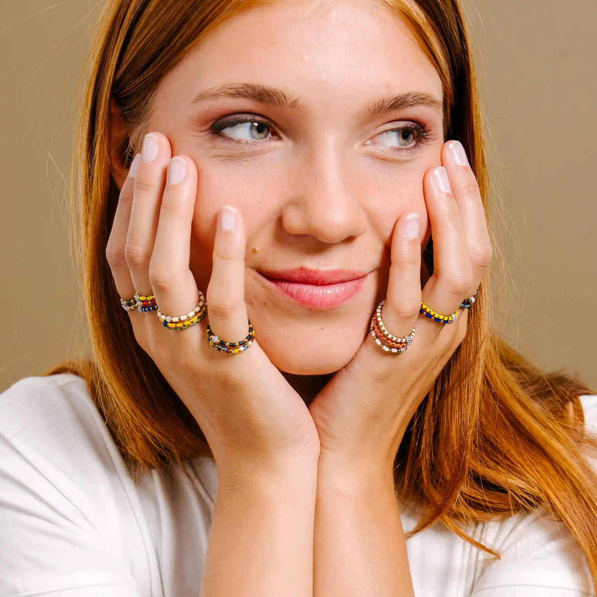 collier / bracelet Bague Heishi - Rouge - Têtes Blondes