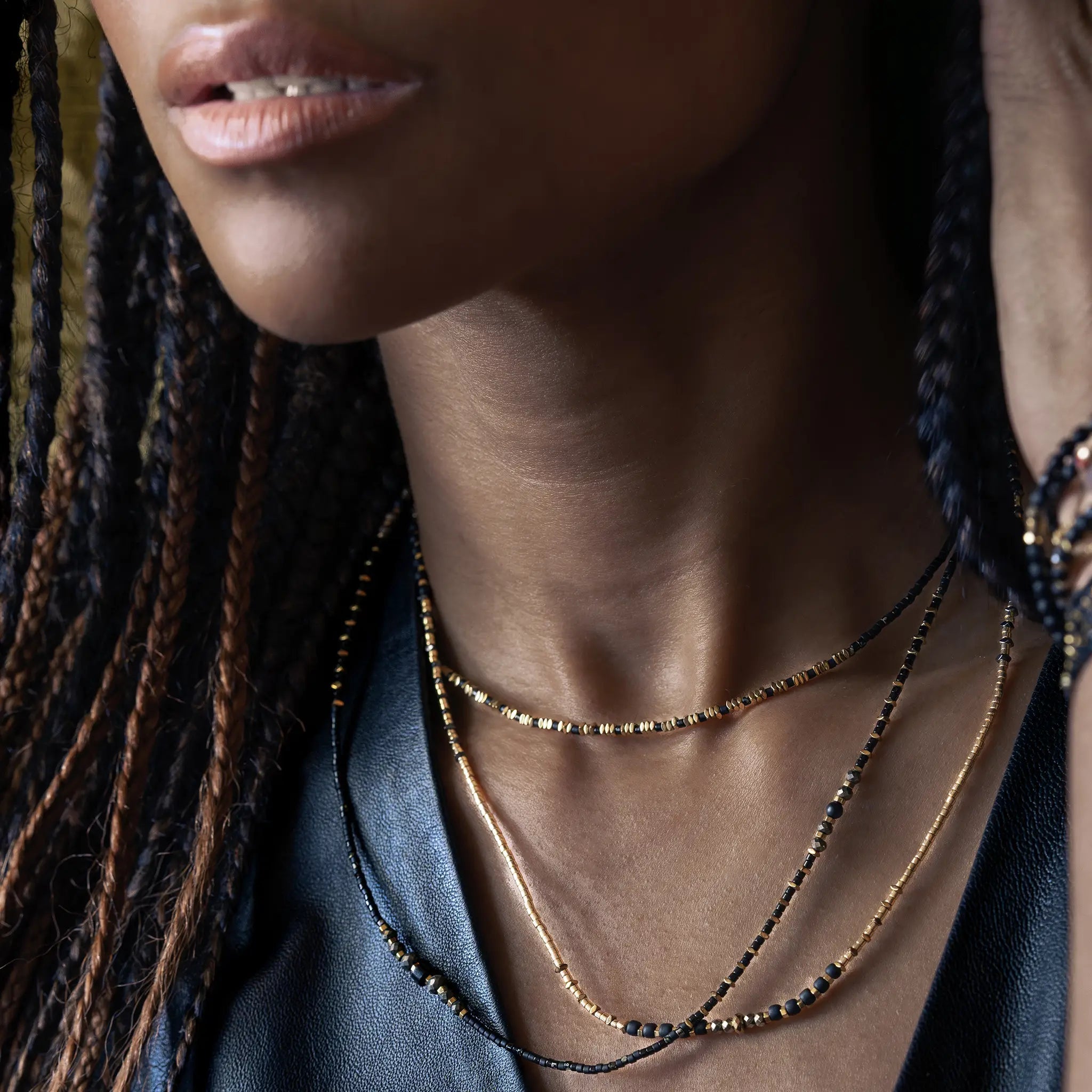 collier / bracelet BLACK PANTHER Slim 3 - Têtes Blondes