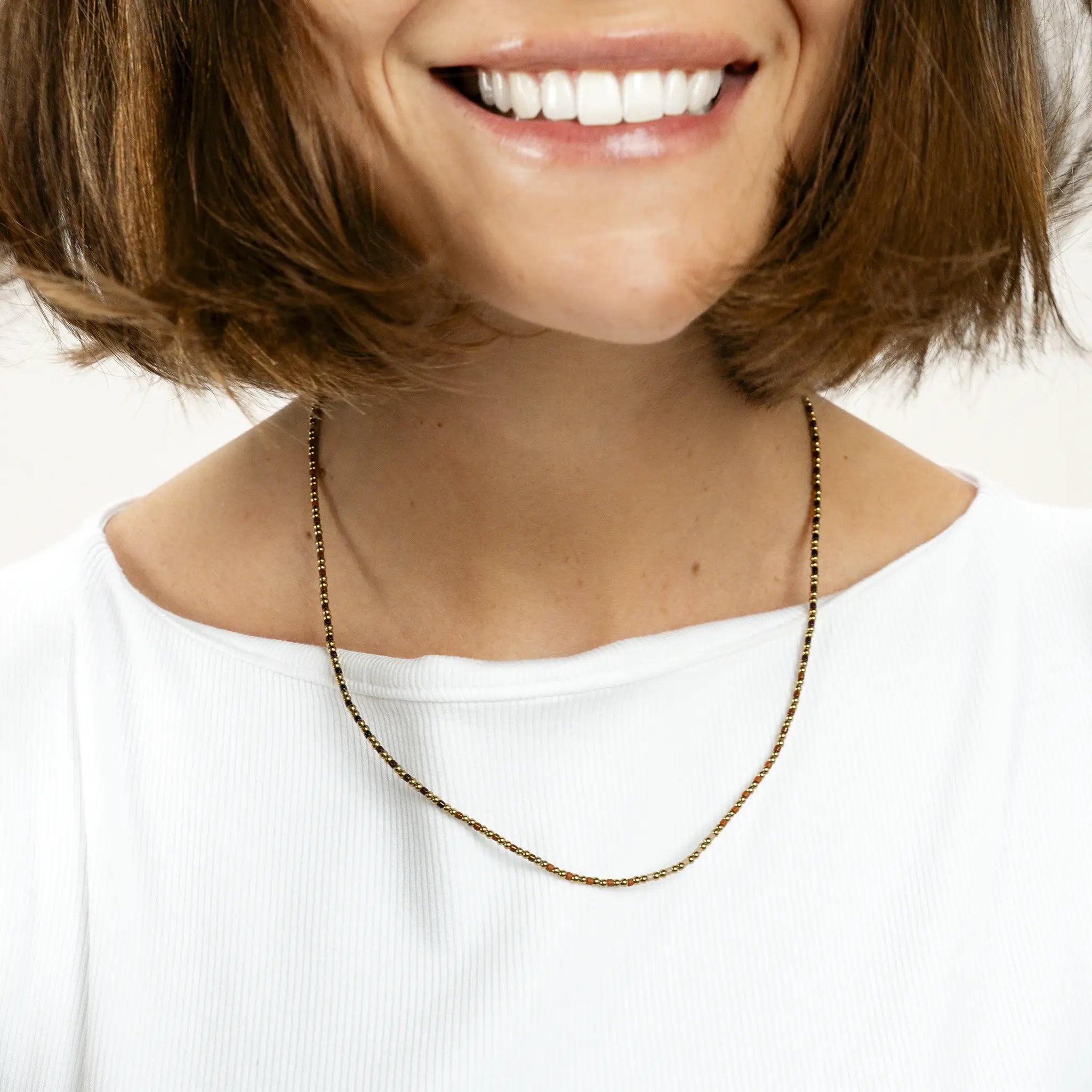 collier / bracelet BLISS GOLD 3 - Chocolat - Têtes Blondes
