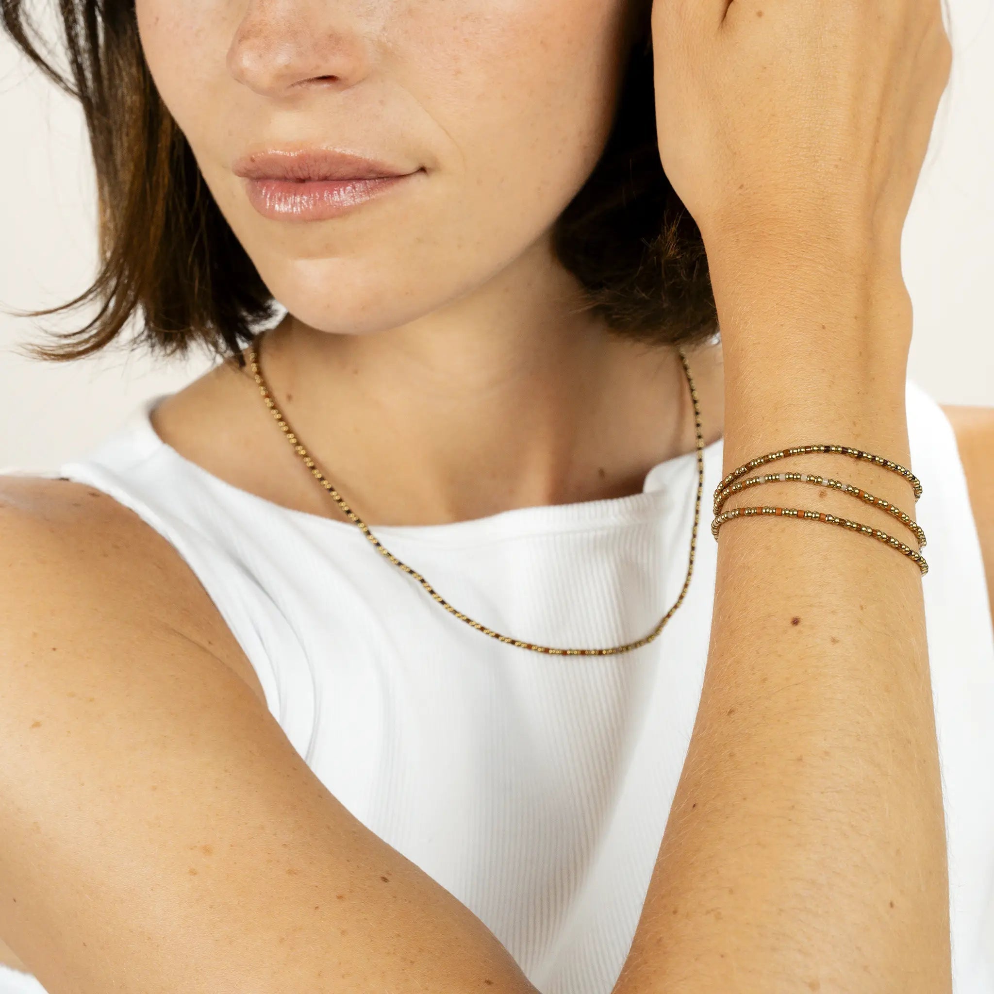 collier / bracelet BLISS GOLD 3 - Chocolat - Têtes Blondes