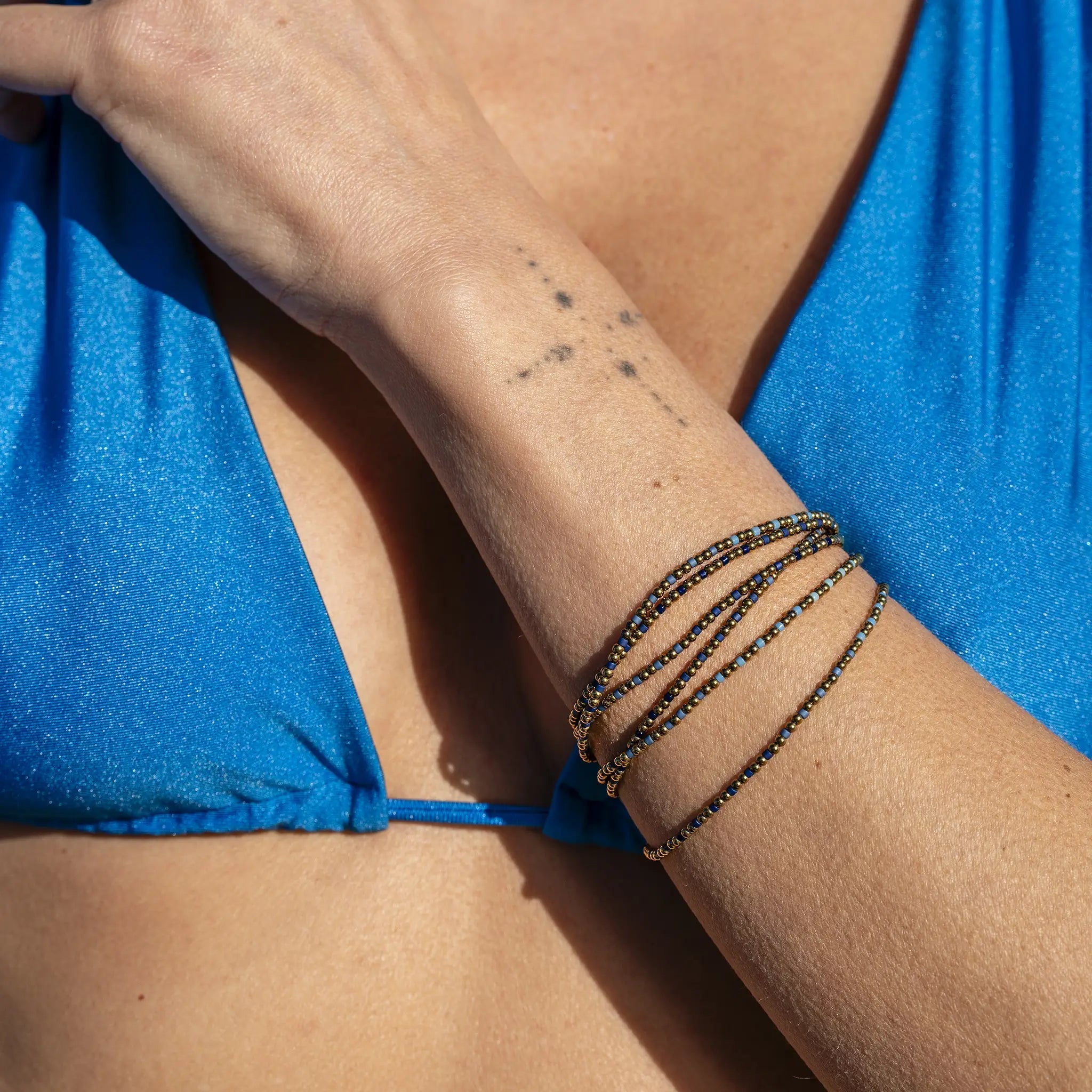 collier / bracelet BLISS GOLD 6 - Bleu - Têtes Blondes