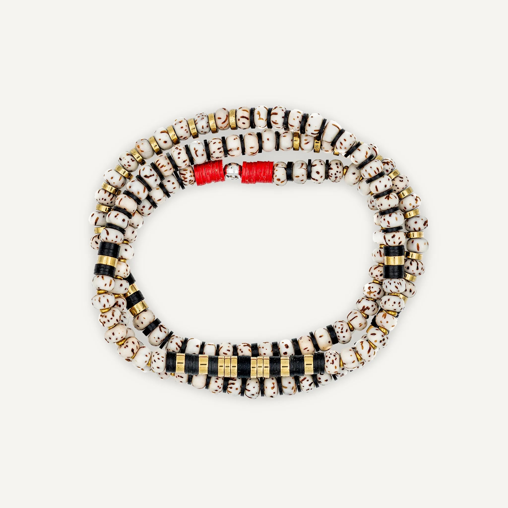 collier / bracelet BODHI 3 - Vanille & Noir - Têtes Blondes