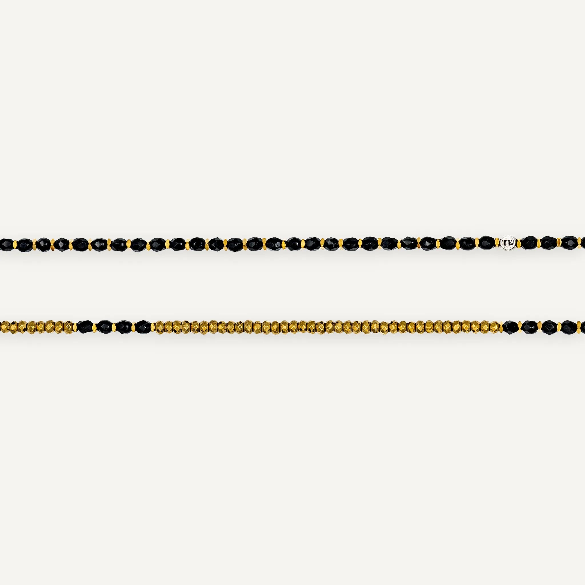 collier / bracelet CAROLINE Gold Noir - Têtes Blondes