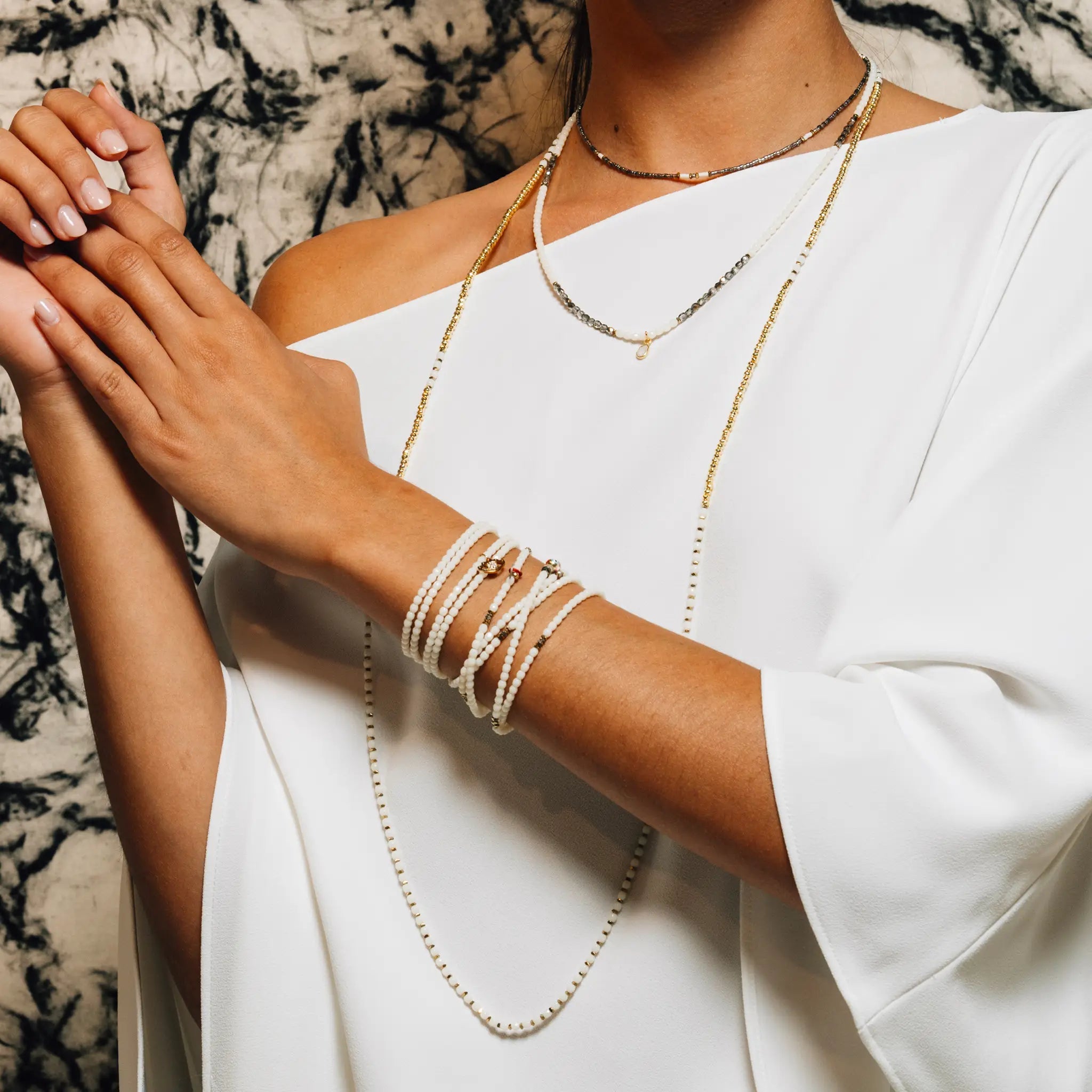 collier / bracelet CAROLINE Gold Vanille - Têtes Blondes