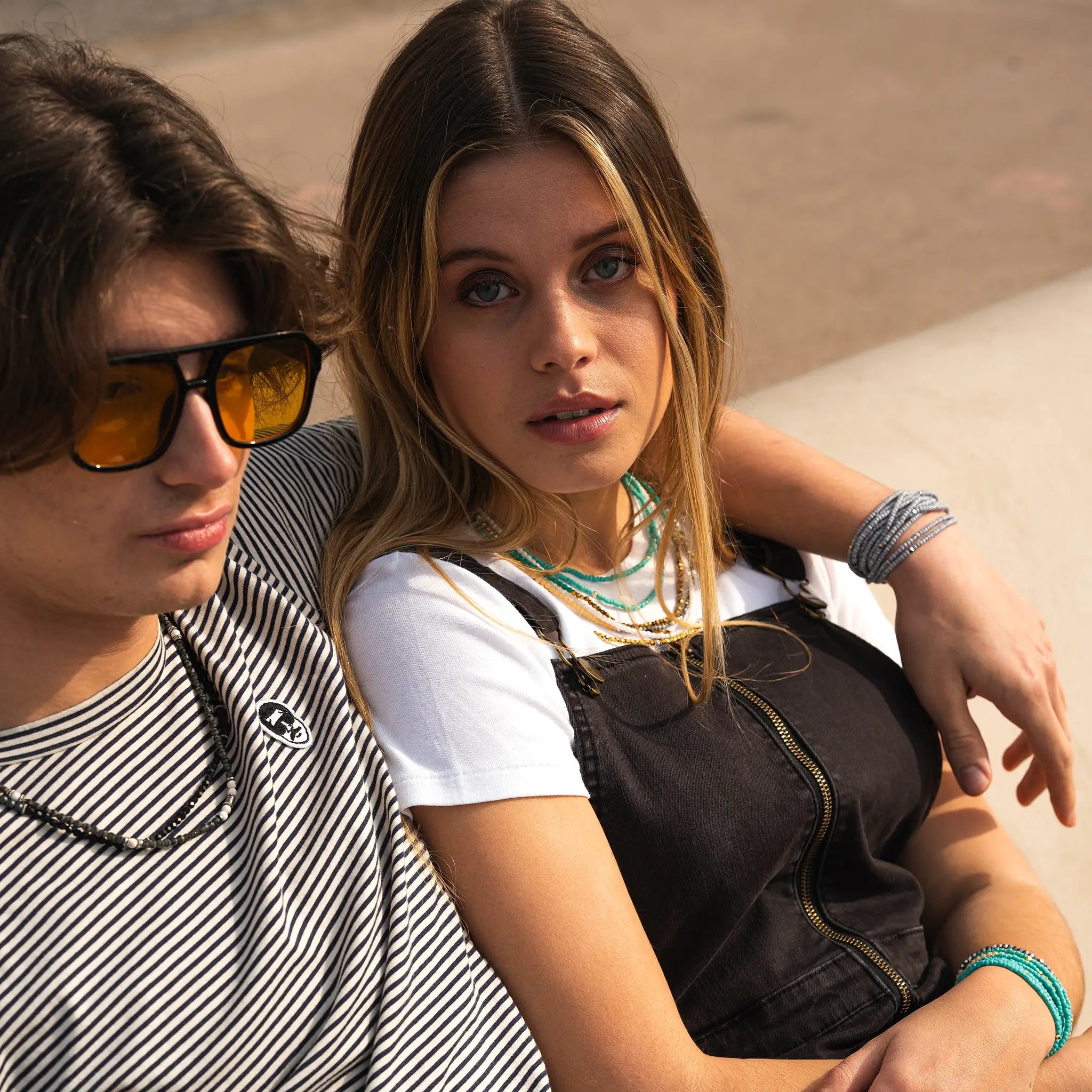 collier / bracelet COCONUT 10 - Blanc & Noir - Têtes Blondes