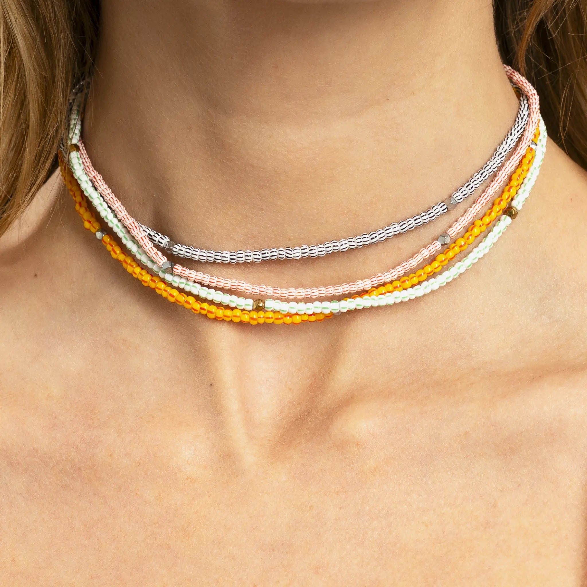 collier / bracelet COCONUT 2 - Blanc & Noir - Têtes Blondes
