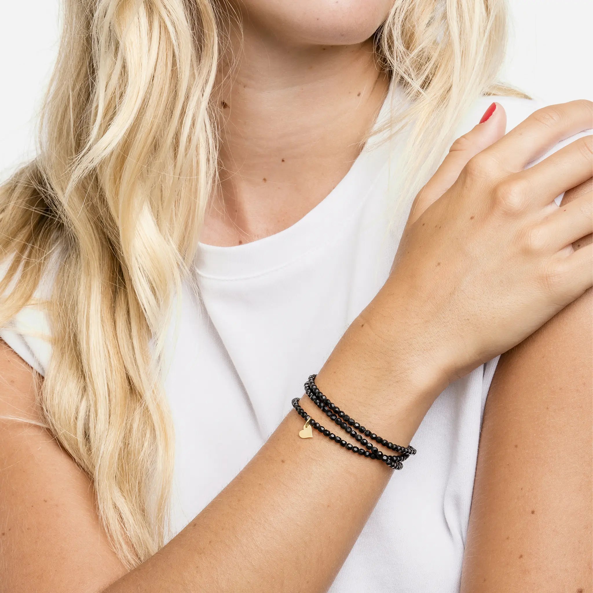 collier / bracelet COEUR GOLD - Noir Mat - Têtes Blondes