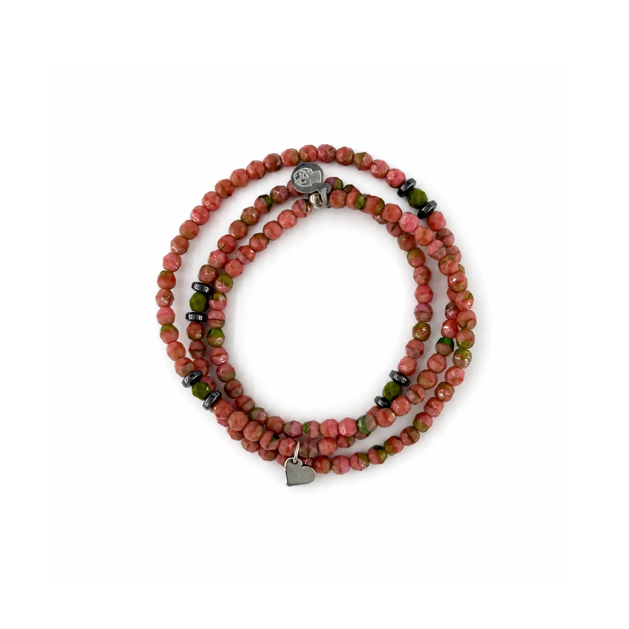 collier / bracelet COEUR SILVER - Rose Marbré - Têtes Blondes