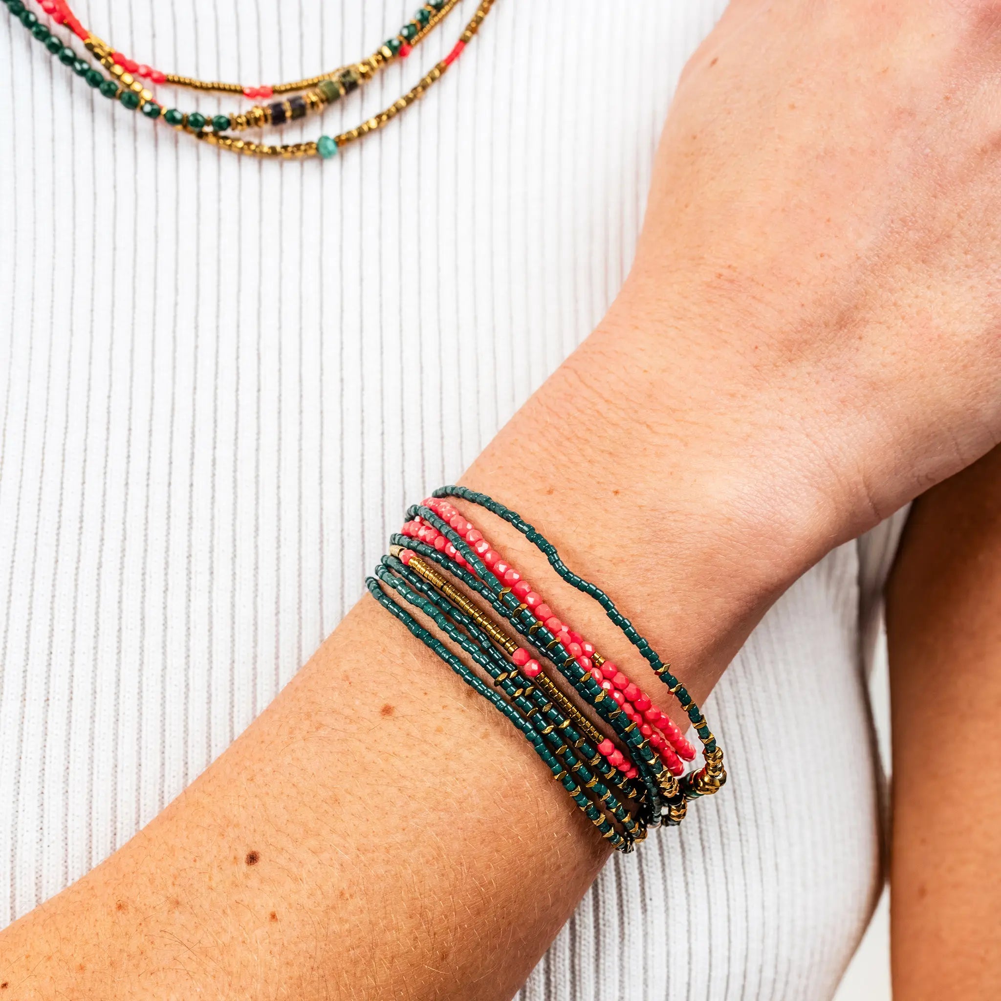 collier / bracelet COLETTE 3 - Rouge - Têtes Blondes