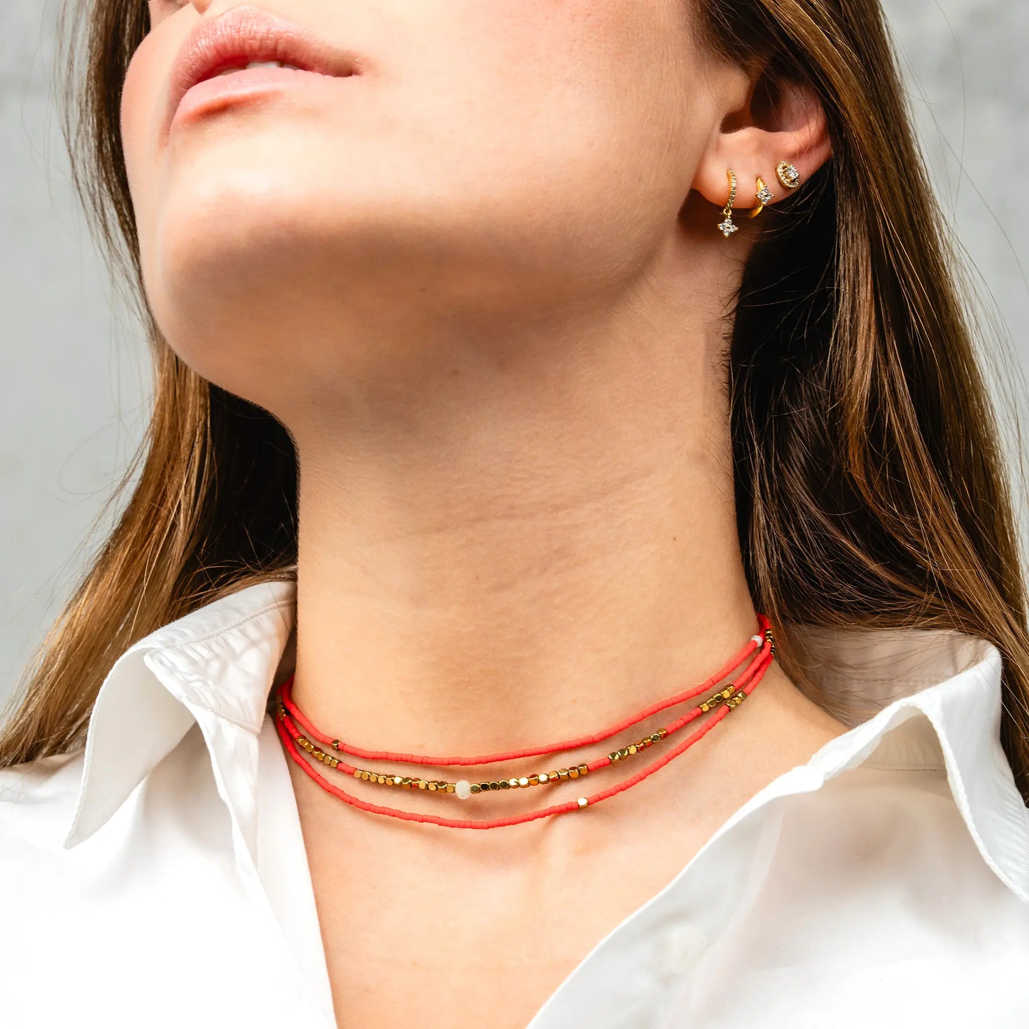 collier / bracelet COLETTE SLIM 6 - Rouge - Têtes Blondes