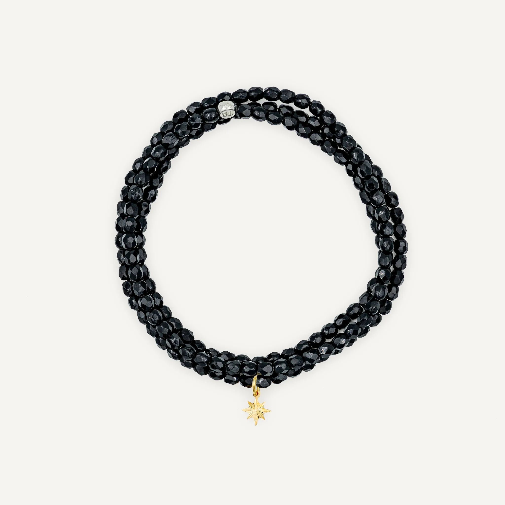 collier / bracelet Collier - Bracelet Noir Brillant - Têtes Blondes
