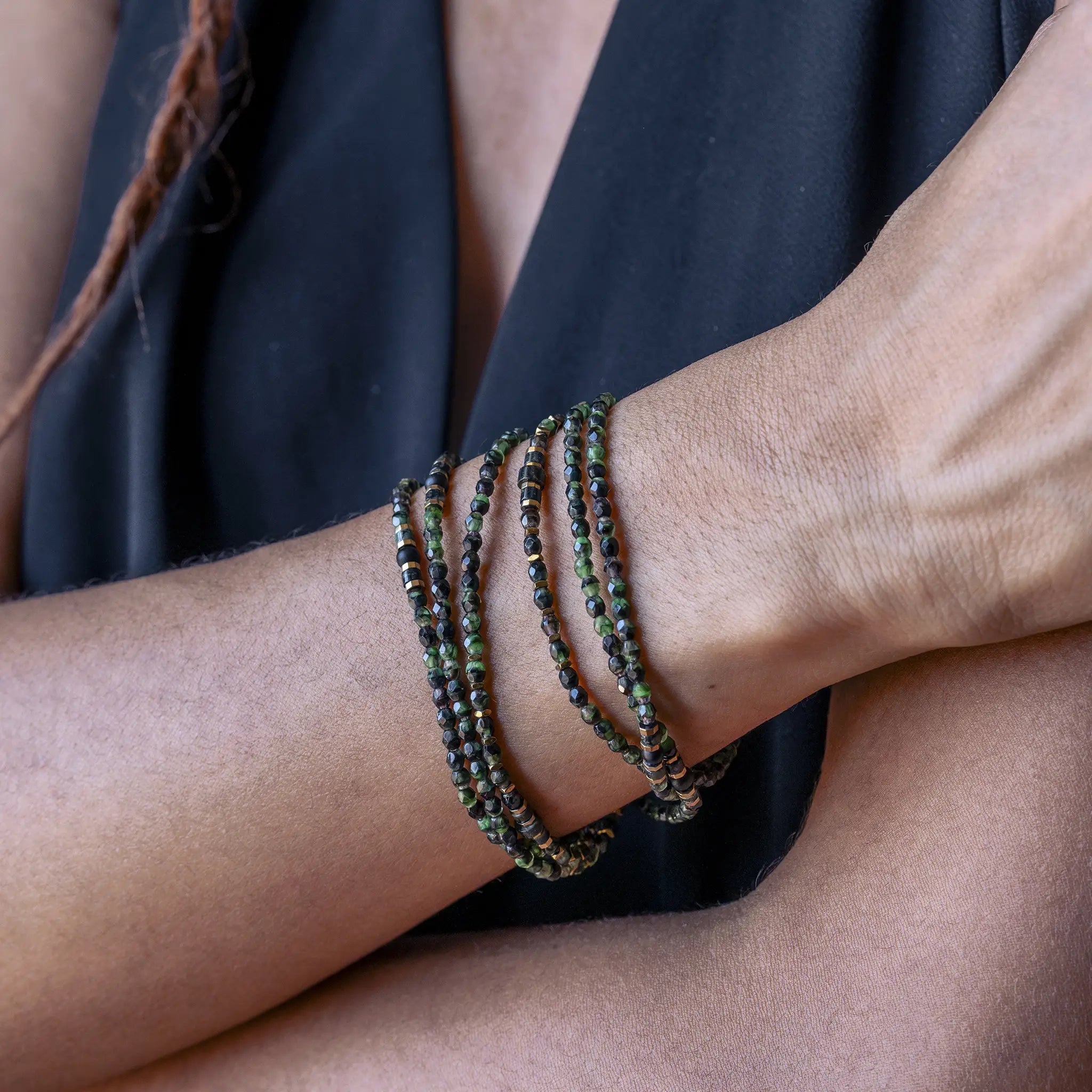 collier / bracelet CROCODILE - Jaspe Kambala - Têtes Blondes