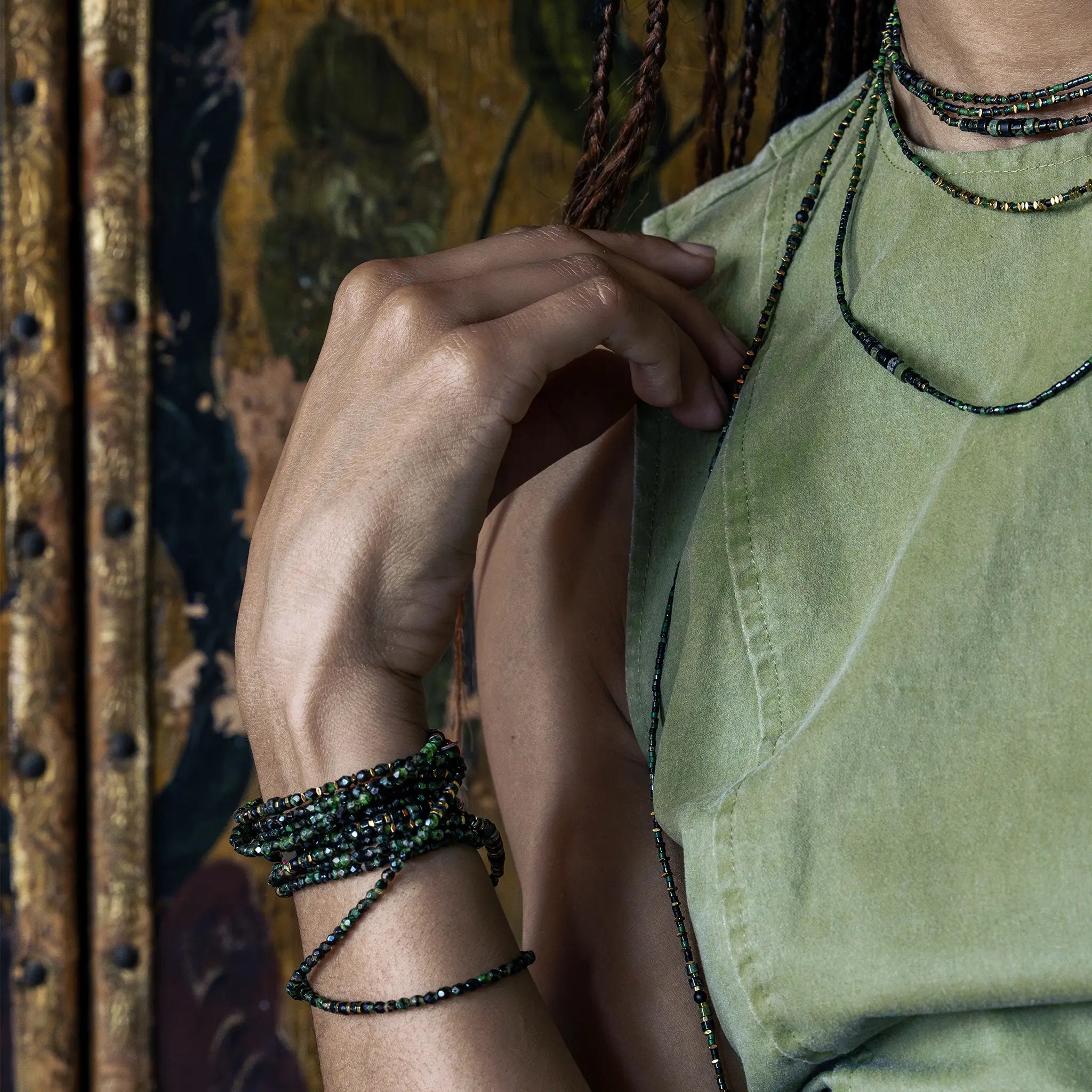 collier / bracelet CROCODILE - Jaspe Kambala - Têtes Blondes