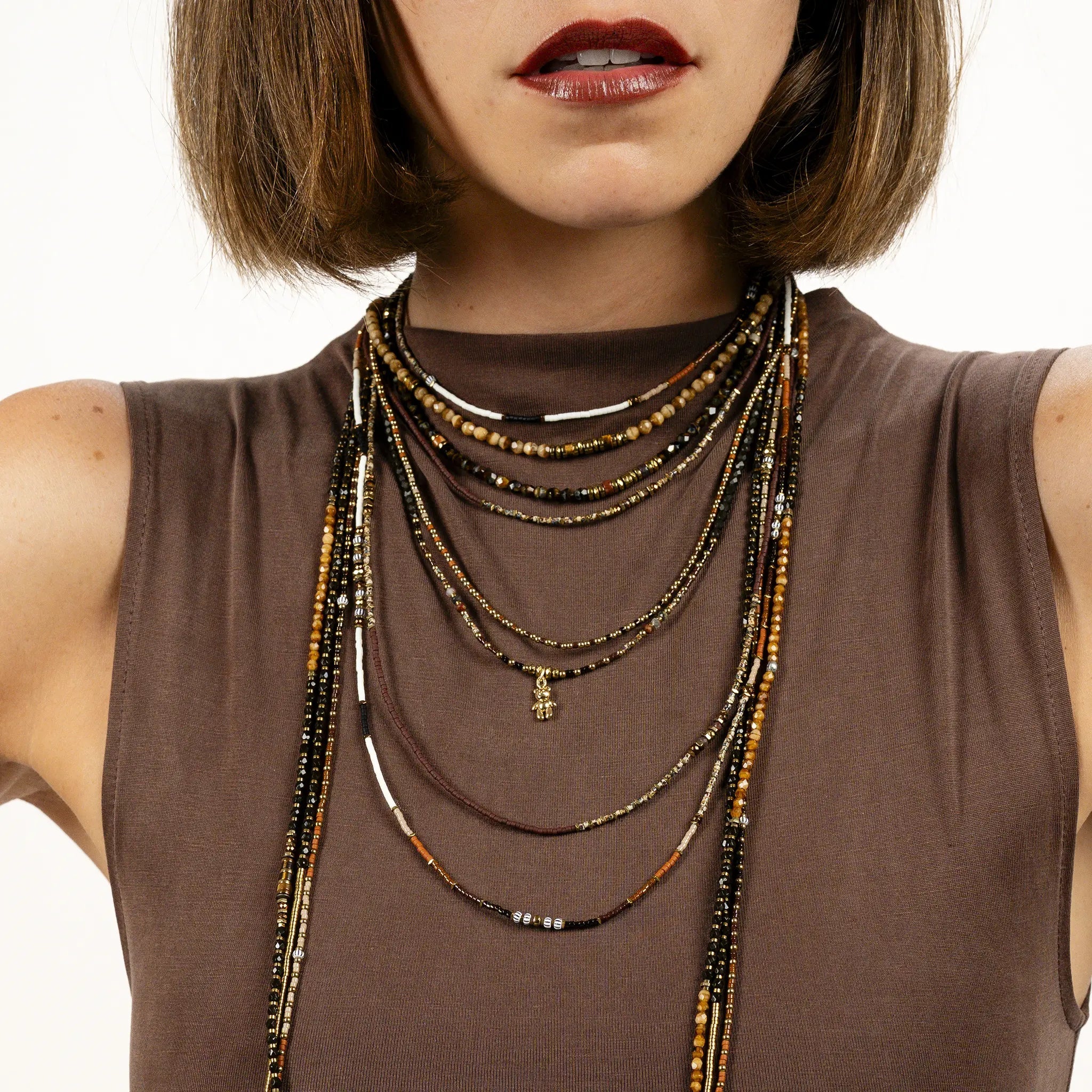 collier / bracelet DOUDOU DEDE - Cacao - Têtes Blondes